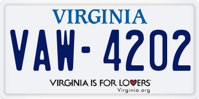 VA license plate VAW4202