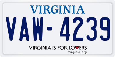 VA license plate VAW4239