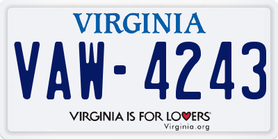 VA license plate VAW4243