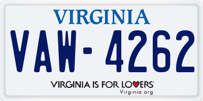VA license plate VAW4262