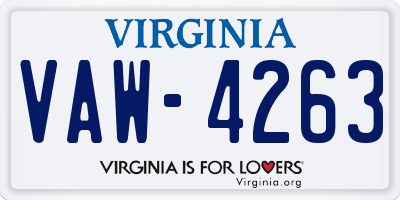 VA license plate VAW4263