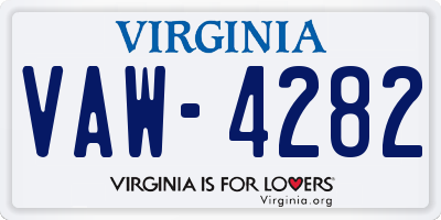 VA license plate VAW4282