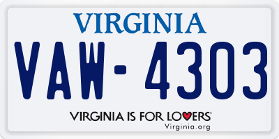 VA license plate VAW4303