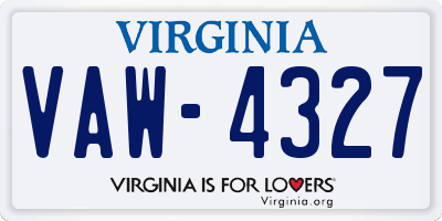 VA license plate VAW4327