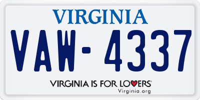 VA license plate VAW4337