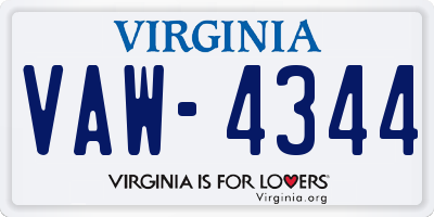 VA license plate VAW4344