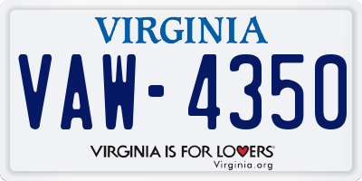 VA license plate VAW4350