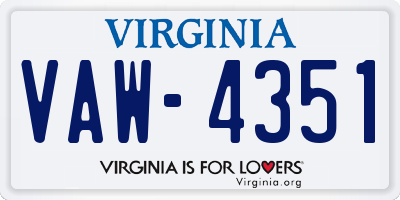 VA license plate VAW4351