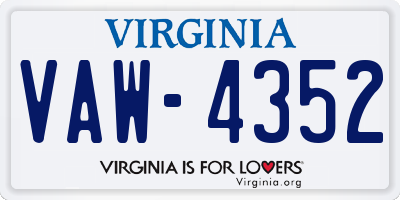 VA license plate VAW4352
