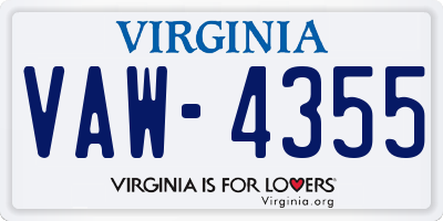VA license plate VAW4355