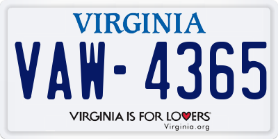 VA license plate VAW4365