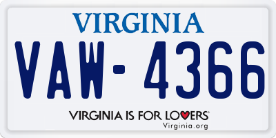 VA license plate VAW4366