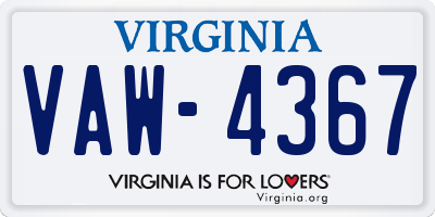 VA license plate VAW4367
