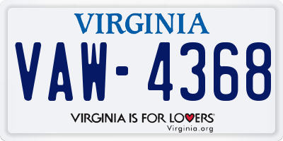 VA license plate VAW4368