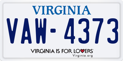 VA license plate VAW4373