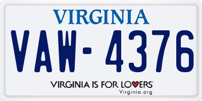 VA license plate VAW4376