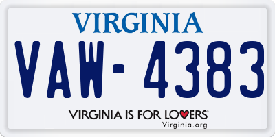 VA license plate VAW4383