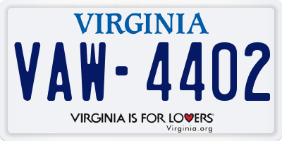 VA license plate VAW4402