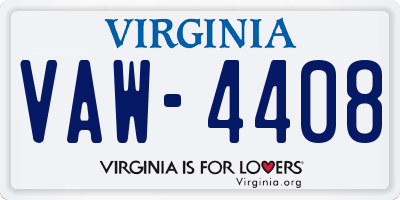 VA license plate VAW4408