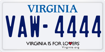VA license plate VAW4444