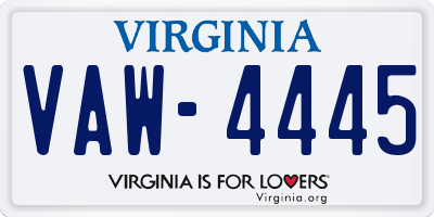 VA license plate VAW4445