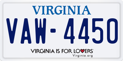 VA license plate VAW4450