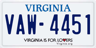VA license plate VAW4451