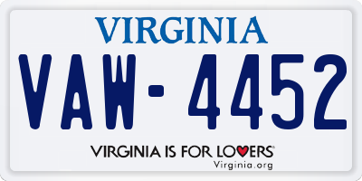 VA license plate VAW4452