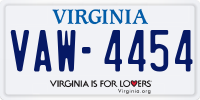 VA license plate VAW4454