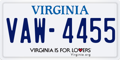 VA license plate VAW4455