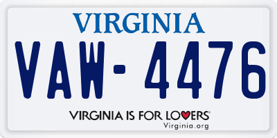VA license plate VAW4476