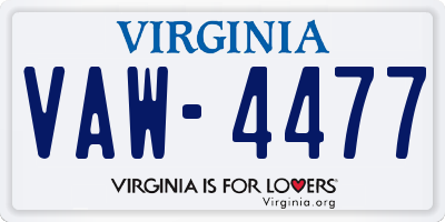 VA license plate VAW4477