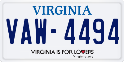 VA license plate VAW4494