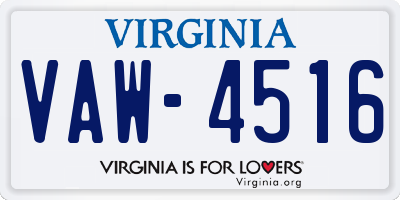 VA license plate VAW4516