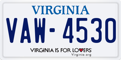 VA license plate VAW4530