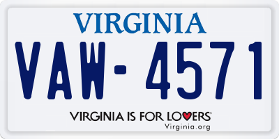 VA license plate VAW4571