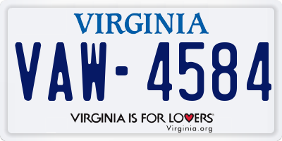 VA license plate VAW4584