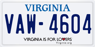 VA license plate VAW4604