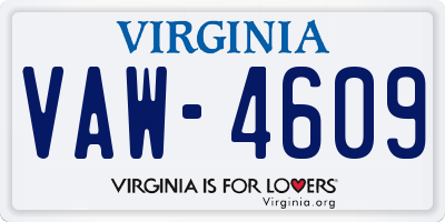 VA license plate VAW4609