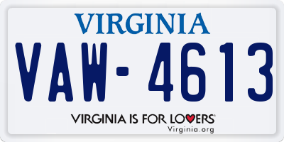 VA license plate VAW4613