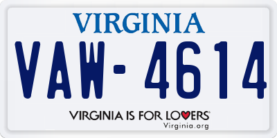 VA license plate VAW4614