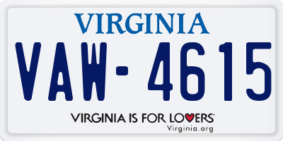 VA license plate VAW4615