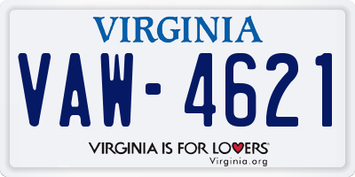 VA license plate VAW4621