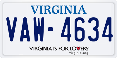 VA license plate VAW4634