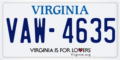 VA license plate VAW4635