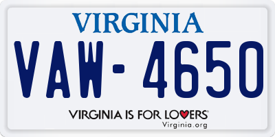 VA license plate VAW4650