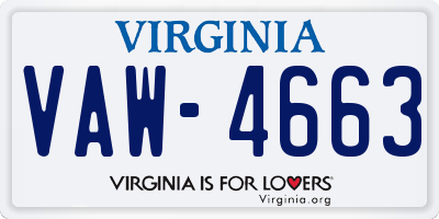 VA license plate VAW4663