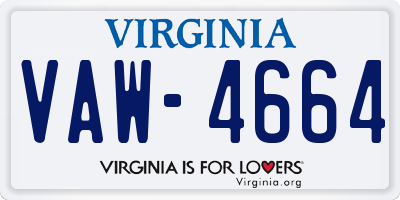 VA license plate VAW4664