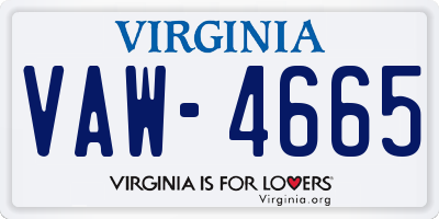 VA license plate VAW4665