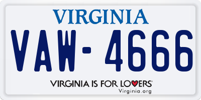 VA license plate VAW4666